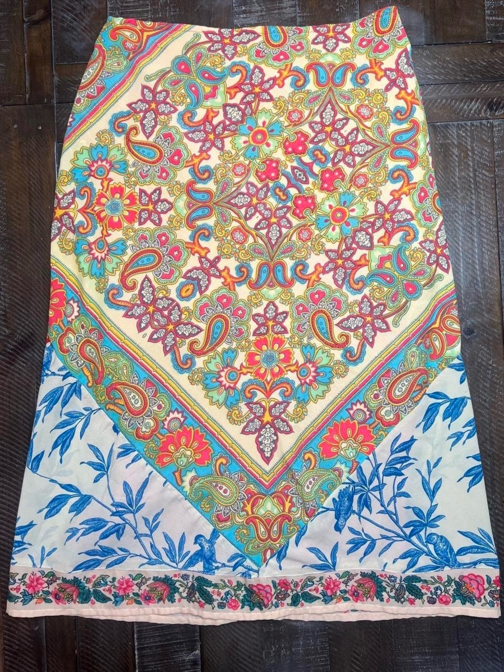 Vintage Free People Scarf Print Midi Skirt Paisley Floral Boho